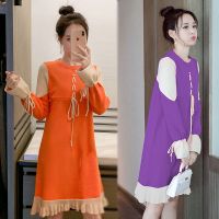 哺乳衣服秋冬季新款针织毛衣打底连衣裙孕妇产后哺乳期喂奶衣服潮