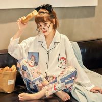 纯棉睡衣女长袖春秋季学生甜美可爱全棉家居服冬韩版宽松套装