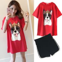 孕妇装夏装套装纯棉t恤短袖上衣两件套托腹短裤2020韩版休闲套装