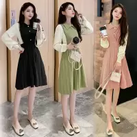 秋装时尚哺乳裙外出长袖哺乳连衣裙产后显瘦喂奶连衣裙孕妇哺乳衣