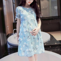孕妇夏装连衣裙韩版夏季孕妇装短袖上衣大码中长款宽松哺乳孕妇裙