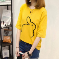 夏装韩版短袖孕妇t恤短款时尚宽松兔子上衣孕妇打底衫夏季t恤衫潮