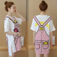 孕妇装夏季短袖连衣裙时尚中长款宽松大码百搭上衣a字裙孕妇裙子