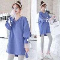 孕妇春秋装针织上衣服2020新款时尚套装春款孕妇裙宽松卫衣中长款