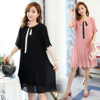 孕妇连衣裙夏新款韩版宽松蝴蝶结雪纺中长款孕妇裙孕妇装夏装上衣