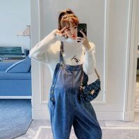 孕妇背带裤套装秋冬长裤宽松韩版秋款怀孕期时尚秋装孕妈牛仔裤子