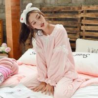 珊瑚绒睡衣女冬季加厚加绒可爱套装法兰绒公主风女士家居服秋冬天