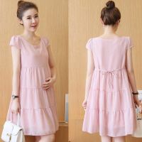 孕妇装夏装连衣裙时尚宽松款2020新款潮妈中长款雪纺短袖上衣夏季