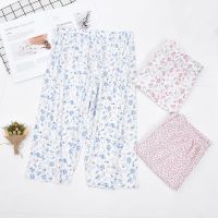 纯棉七分裤睡裤女中老年家居裤老人休闲裤高腰宽松大码空调裤女夏