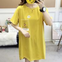 韩版新款200斤大码纯色印花宽松舒适甜美性感夏季女睡裙家居服