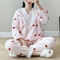 新款空气层孕妇大码睡衣产后哺乳喂奶衣夹棉女套装