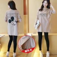 产后哺乳衣外出夏装纯棉长袖t恤月子服外穿哺乳衣上衣喂奶衣春秋