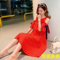 孕妇装夏装连衣裙中长款2019短袖露肩宽松上衣新款大码锦棉孕妇裙