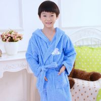 纯棉儿童睡袍男女童浴袍春秋冬季带帽中大童宝宝浴衣游泳吸水速干