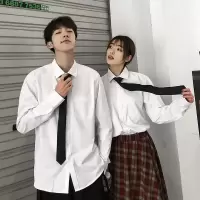 白色衬衫男士长袖韩版潮学生装港风短袖衬衣学院风制服上衣班服