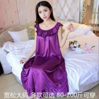 睡衣女夏冰丝睡裙女夏季性感宽松吊带背心睡裙胖mm加大码家居服