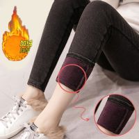 冬装孕妇裤子加绒加厚牛仔长裤大码外穿托腹打底裤时尚孕妇小脚裤