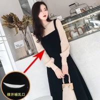 珊珊同款2019春秋装假两件网红针织哺乳连衣裙修身显瘦外出喂奶衣