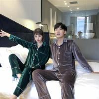 秋冬季金丝绒睡衣女长袖情侣男加肥加大码200斤套装居家服可外穿