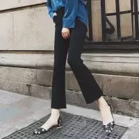 孕妇裤子春秋装外穿时尚新款洋气潮妈九分喇叭休闲打底长裤秋冬季
