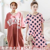 特加肥加大码睡衣女士夏季棉质短袖宽松韩版睡裙胖mm200斤连衣裙