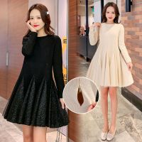 喂奶连衣裙秋装孕妇产后母乳喂奶衣外出遮肚显瘦长袖哺乳连衣裙女