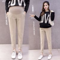 孕妇裤子女春秋毛呢哈伦裤春装新款打底托腹休闲长裤潮妈