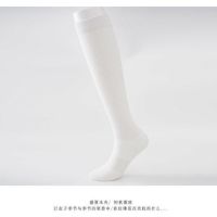 竹纤维长筒运动袜骑行高弹力跑步美腿袜透气白色袜子健身舞蹈