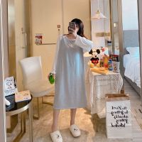 睡衣女春秋冬季韩版睡衣女长袖睡裙女夏可爱大码家居服中长款学生
