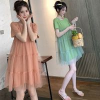 孕妇装夏装连衣裙小个子哺乳外穿短袖夏季洋气a字孕妇仙女娃娃裙