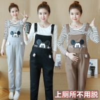 孕妇背带裤纯棉春秋季新款宽松显瘦韩版孕妇装秋冬季孕妇裤子套装