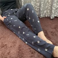 女春夏棉绸大码宽松薄款纯棉睡裤人造棉绵绸长裤子七分家居裤外穿