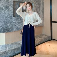 哺乳衣套装秋冬抽绳外套罩衫两件套喂奶吊带针织连衣裙产后喂奶衣