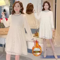 哺乳衣长袖连衣裙秋装时尚外出哺乳装蕾丝产后哺乳裙中长款喂奶服