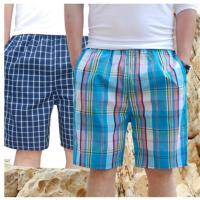 外穿格子大裤衩精梳棉男士家居家睡裤夏季纯棉沙滩裤休闲五分短裤