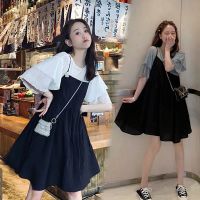 孕妇装夏装连衣裙时尚可爱大码宽松喂奶哺乳孕妇套装两件套吊带裙