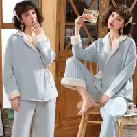 孕妇睡衣冬季棉质夹层怀孕期产后时尚哺乳喂奶衣服外出秋装月子服