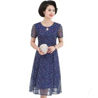 中老年女装夏季连衣裙中长款妈妈装外穿睡裙宽松雪纺裙子夏加大码