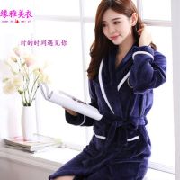 睡衣女冬季加厚法兰绒浴袍女士睡衣男士睡袍家居服长款睡衣大码