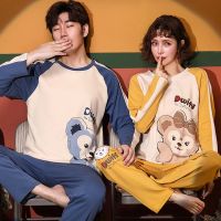 2020新款情侣长袖长裤秋冬季棉质睡衣男女甜蜜休闲大码家居服春秋