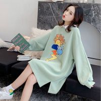 秋季哺乳外出娃娃领长袖t恤中长款孕妇装卫衣宽松百搭喂奶上衣