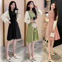 哺乳装秋季新款时尚娃娃领显瘦针织月子服可哺乳喂奶连衣裙辣妈款