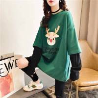 哺乳春装新款假两件圆领卫衣女t恤长袖网红宽松百搭韩版喂奶上衣