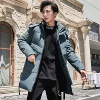 富贵鸟(FUGUINIAO)毛领羽绒服男中长款2021冬季新款休闲连帽加厚白鸭绒外套潮