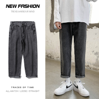 富贵鸟(FUGUINIAO)牛仔裤男士裤子秋季韩版潮流薄款ins港风宽松直筒裤九分户外休闲裤
