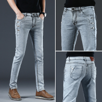 富贵鸟(FUGUINIAO)秋季蓝牛仔裤男士裤子韩版潮流修身小脚裤男裤潮牌户外休闲裤