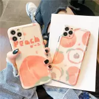 日系粉色水蜜桃适用8plus苹果11promax手机壳iphonexr硅胶xs女7p创意个性9/SE全包边防摔保护套硅胶