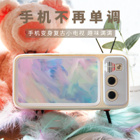 手机桌面支架复古小电视机创意蓝牙音箱手机架家用款懒人追剧神器