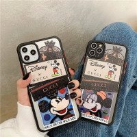 情侣卡通米奇米妮插画适用11promax苹果x手机壳XSMAX硅胶iPhonex潮牌8plus网红se2自制标签XR全包