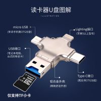 读卡器安卓苹果手机电脑读卡器多功能转接头金属读卡器内存卡|苹果4合1款【3.0】